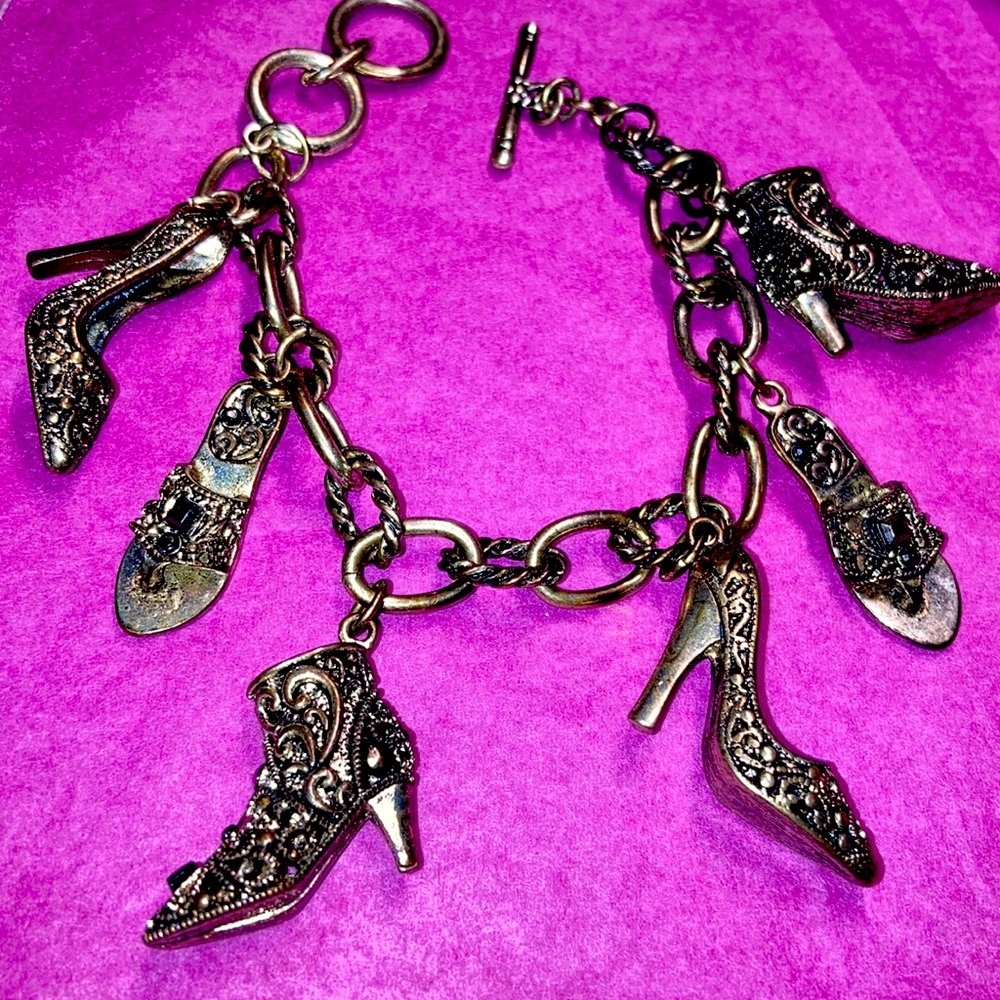 Victorian style shoe charm bracelet